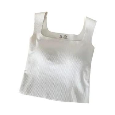 Imagem de Camisola Feminina De Alças Largas Com Decote Quadrado Sem Costura E Co