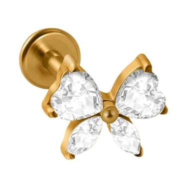 Imagem de Brinco De Piercing Labret Em Titânio Com Zircônia Em Forma De Borbolet