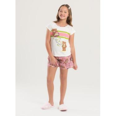 Imagem de Pijama Verão Menina Natural Blusa e Shorts Ursinhas, 6