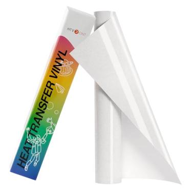 Imagem de HTVRONT Rolo de vinil HTV com glitter branco - Vinil de transferência de calor com glitter de 25,4 cm x 2,4 m para camisetas, ferro em vinil com glitter compatível com máquina de corte Cricut - Fácil