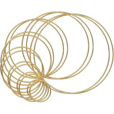 Imagem de YDJIANCAI 1 peça de argola floral de metal dourado - anel de guirlanda decorativo para casamento, peça central de mesa, pendurar na parede, artesanato faça você mesmo e decorações de casa (tamanho: 45