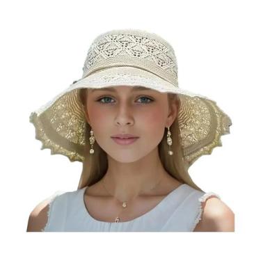 Imagem de Chapéu De Sol Feminino Com Aba Larga Dobrável Respirável Para Praia Ca
