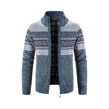 Imagem de Cardigan Masculino De Tricô Com Gola Alta Estilo Coreano, Suéter Casua