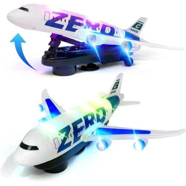 Imagem de Avião Brinquedo  Lançamento Com Som Luzes Gira 360 Graus - Toy King