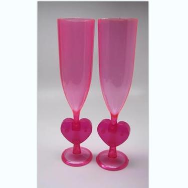 Imagem de Willinglong 6 peças de taças de champanhe com coração para Dia dos Namorados Dia de Galentine 170 g Copos de acrílico para brinde de coquetel copos de vinho para aniversário de casamento, despedida de