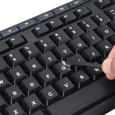 Imagem de 2 peças de adesivos de letras de teclado inglês com pinça - adesivos de substituição de letras de teclado 3D, caracteres sem bordas para laptop, notebook, computador, PC, teclado de mesa, película