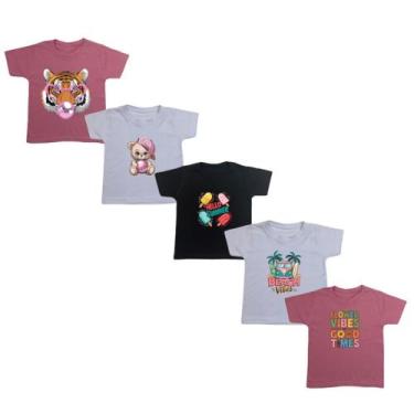 Imagem de Kit 5 Camiseta Babylook Meninas Atacado Revenda Algodão Qualidade - CA