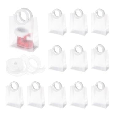 Imagem de PATIKIL Sacos de presente transparentes reutilizáveis com alça e fita, 12 peças de sacolas de plástico para doces e guloseimas para festa de celebração do festival de aniversário de casamento, branco