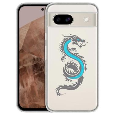 Imagem de GlamCase Capa transparente para Google Pixel 8A 5G, Google Pixel 8A - Capa protetora transparente à prova de choque com design de dragão para Pixel 8A