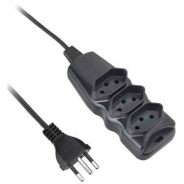 Imagem de Extensão Elétrica Tripolar 3 Entradas 3 Metros Preta com Suporte - ELG