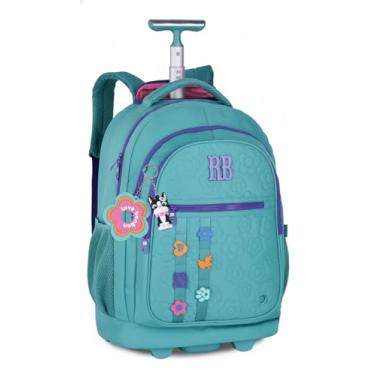 Imagem de Mochila Rodinha Rebecca Bonbon Flower Power Grande Feminina Nova Escolar (Verde)