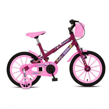 Imagem de Bicicleta Aurora Fest, Aro 16, Com Freios V-brake, Com Rodas De Apoio, Capa Corrente E Cestinha Roxo