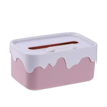 Imagem de porta-lenços Porta-lenços de mesa, charmoso, para mesa de centro, organizador de papel para sala de estar, gaveta multifuncional.(Pink)