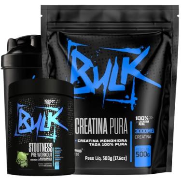 Imagem de Kit Creatina 500g + Pré-Treino 300g Maça Verde + Shaker 600ml Bulk Nutrition