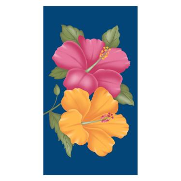 Imagem de Toalha de Praia KazzaVip Veludo Estampado Reativo 100% Algodão Flora 76cmx1,52m Resort Azul