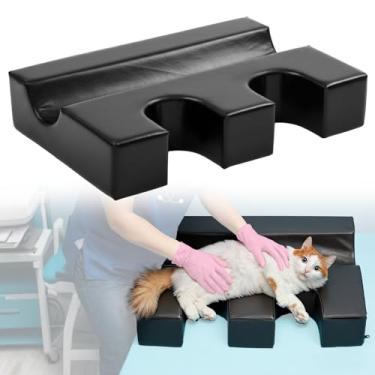 Imagem de Nuanchu Almofada de posicionamento de ultrassom para animais de estimação 76,2 x 50,8 x 15,2 cm Imobilizador veterinário duplo orifício para sonda cardíaca semicircular com cunha em U para exames