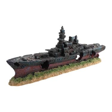 Imagem de Fenteer Decoração de Aquário com Tema de Naufrágio, Ornamento para Aquário, Acessórios para Terrário, Brinquedo de Resina de Afundado para Tartaruga e, Style C