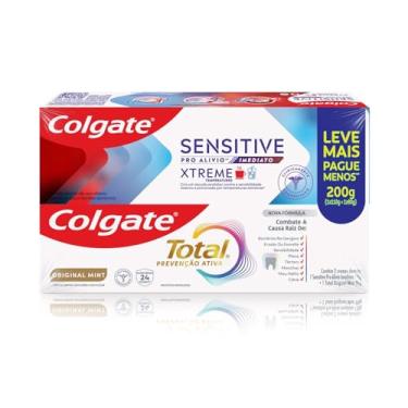 Imagem de Colgate Creme Dental Total Original Mint, Prevenção Ativa, 90g + Sensitive Pró Alívio Imediato Xtreme 110g