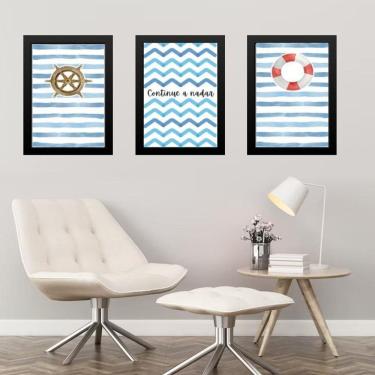 Imagem de Kit 3 Quadros Decorativos Praianos - Motivacional 45X34Cm