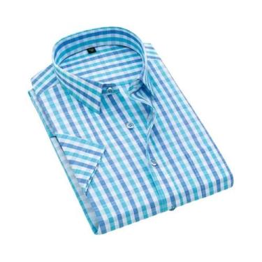 Imagem de Camisa Casual Masculina De Manga Curta Em Xadrez, Camisa De Vestir De 