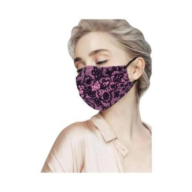 Imagem de Máscara Descartável Respirável De Três Camadas Com Estampa De Renda Pa