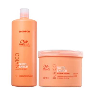 Imagem de Kit Wella Invigo Nutri Enrich Shampoo 1L + Máscara 500ml - Wella Profe