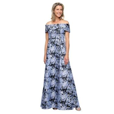 Imagem de Alex Evenings Vestido feminino formal longo para mãe da noiva com bolsos, Preto/Centáurea, 52