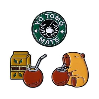 Imagem de Pin De Esmalte Engraçado De Capivara Bebendo Erva-Mate, Broche De Meta
