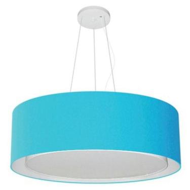 Imagem de Lustre Pendente Cilíndrico Duplo Vivare Md-4126 Cúpula Em Tecido 80x30cm - Bivolt Azul-turquesa 127/220v