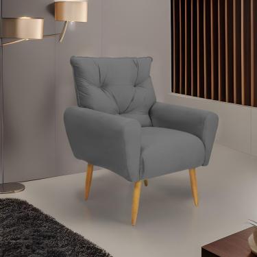 Imagem de Poltrona Decorativa Para Denver Veludo Matrix - Chumbo Chumbo