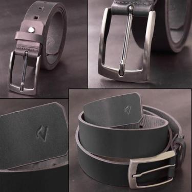 Imagem de Cinto Masculino Couro Legítimo Agro Rústico Cor Preto ou Marrom - BRAS