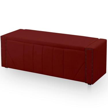 Imagem de Calçadeira Baú Casal Estofada Toronto Veludo Cor Marsala