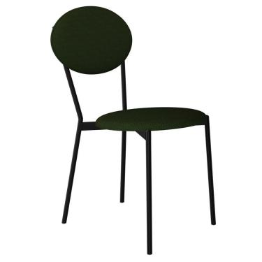 Imagem de Cadeira Estofada Para Sala De Jantar Azuri Preto C01 Linho Verde Musgo - Lyam Decor