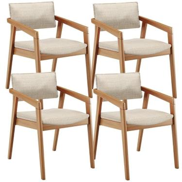 Imagem de Kit 04 Cadeiras Para Sala De Jantar Estar Living Giorgia L02 Linho Palha - Lyam Decor