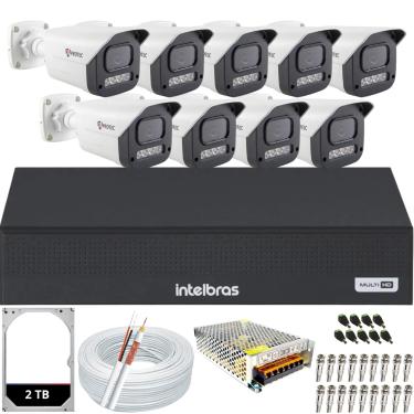 Imagem de Kit 9 Câmeras Full Color C/Áudio Dvr Intelbras 16ch 2TB