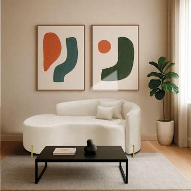 Imagem de Divã Recamier Curvo Sala De Estar Recepção Inglaterra 180cm Pés Metal Dourado Lado Esquerdo Bouclé Cor Bege