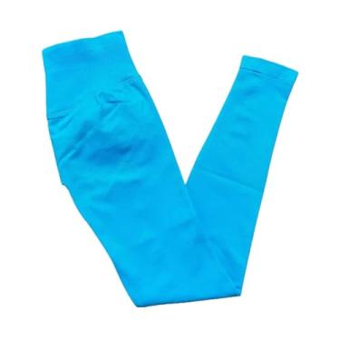 Imagem de tincolia Leggings femininas de alta elasticidade, shorts para levantar o bumbum, ioga, sem costura, controle de barriga, exercícios físicos - azul geleira, G