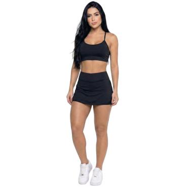 Imagem de Conjunto Top Alça Fina E Short Saia Vekyo Roupa Para Academia Treino Moda Fitness Musculação-Feminino