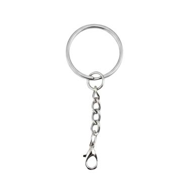 Imagem de Kit 100 Argolas Para Chaveiro Com Corrente E Gancho Prata