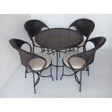 Imagem de Conjunto de Mesa e Cadeiras em Fibra Sintética Argila 