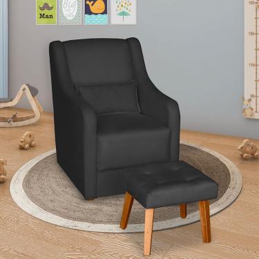 Imagem de Poltrona Para Amamentação E Descanso Glamour Com Puff E Almofada Confortavel Preto