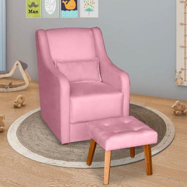 Imagem de Poltrona Para Amamentação E Descanso Glamour Com Puff E Almofada Confortavel Rosê