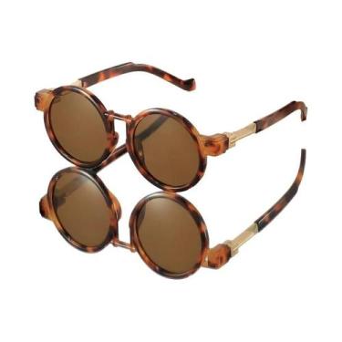 Imagem de Óculos De Sol Retrô Pequenos Com Armação Redonda Para Viagens, Festas 