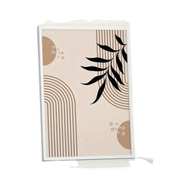 Imagem de Impressões Em Tela Geométricas Boho Em Marrom Com Folhas Pretas, 3 Peç