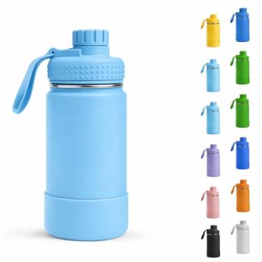 Imagem de Garrafa Térmica Infantil - 350ml, Aço Inox 304 Parede Dupla de Isolamento 24horas Gelado, Tampa Rosca De Segurança, Anti Vazamento, Base Silicone AntiDerrapante, BPA Free (Azul Piscina)