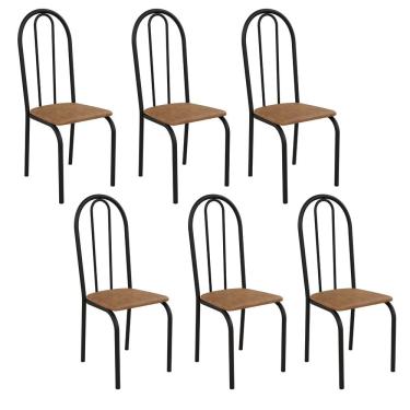 Imagem de Kit 6 Cadeiras Ilhabela Estrutura Em Aço Preto Tecido Jambo