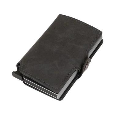 Imagem de Carteira Masculina Slim De Couro Luxuoso Com Proteção RFID, Porta-Cart