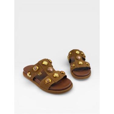 Imagem de Papete Feminina Com Pedrarias Douradas Caramelo - ANA FLOR, Caramelo, 