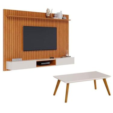 Imagem de Painel Suspenso Loft 2.2 Com Mesa De Centro Classic Nature Off White - Imcal