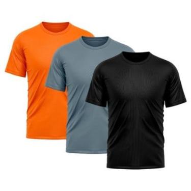 Imagem de Kit 3 Camiseta Masculina Dry Proteção Solar UV Básica Lisa Treino Academia Camisa Camisetas-Masculino